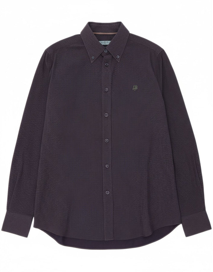 HARMONT & BLAINE Mens Shirt Medium Navy Blue Spotted Cotton