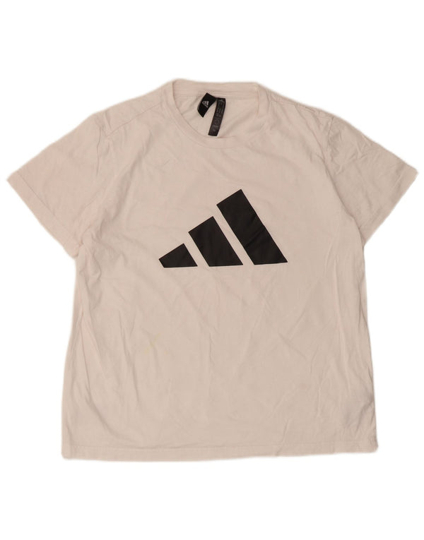 Adidas Womens Graphic T-Shirt Top UK 12/14 Medium White Cotton