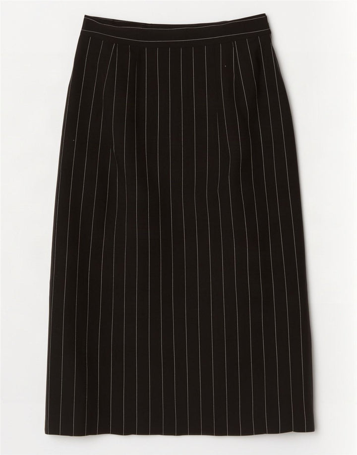 St. Bernard Womens Midi Skirt UK 14 Medium W26 Black Pinstripe Polyester