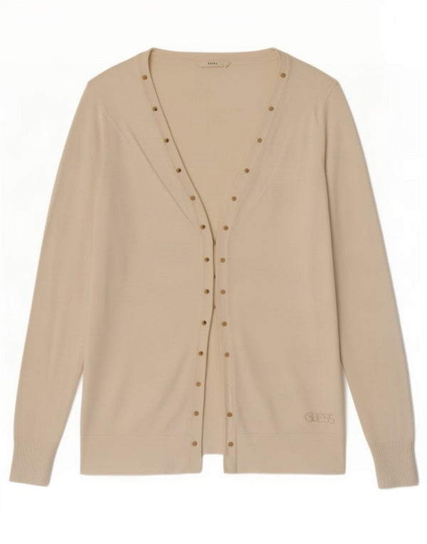 Guess Womens Cardigan Sweater UK 8 Small Off White Cotton