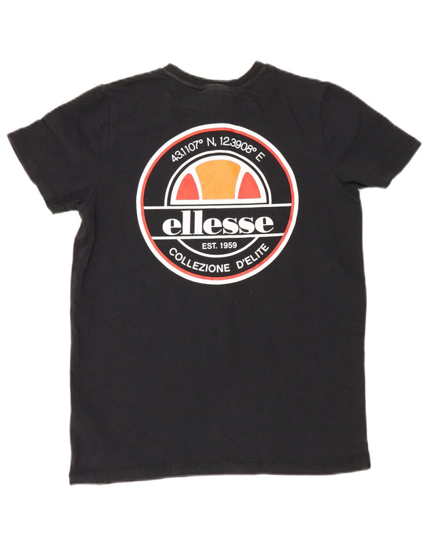 Ellesse Boys Graphic T-Shirt Top 8-9 Years Medium Black Cotton