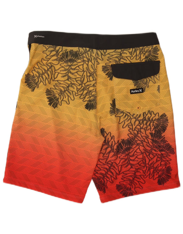 HURLEY Mens Swimming Shorts Medium Yellow Floral Polyester