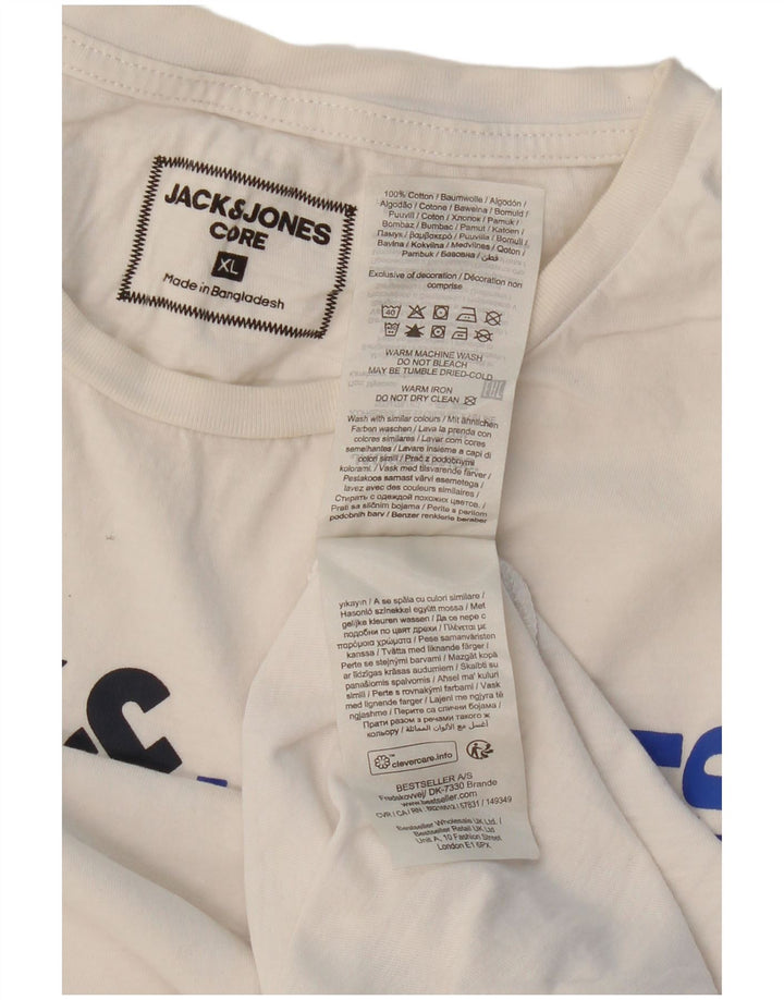 JACK & JONES Mens Graphic T-Shirt Top XL White Cotton