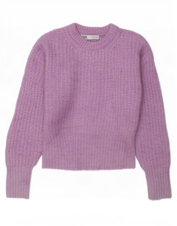 Zara Womens Boat Neck Jumper Sweater UK 10 Small Purple Polyester