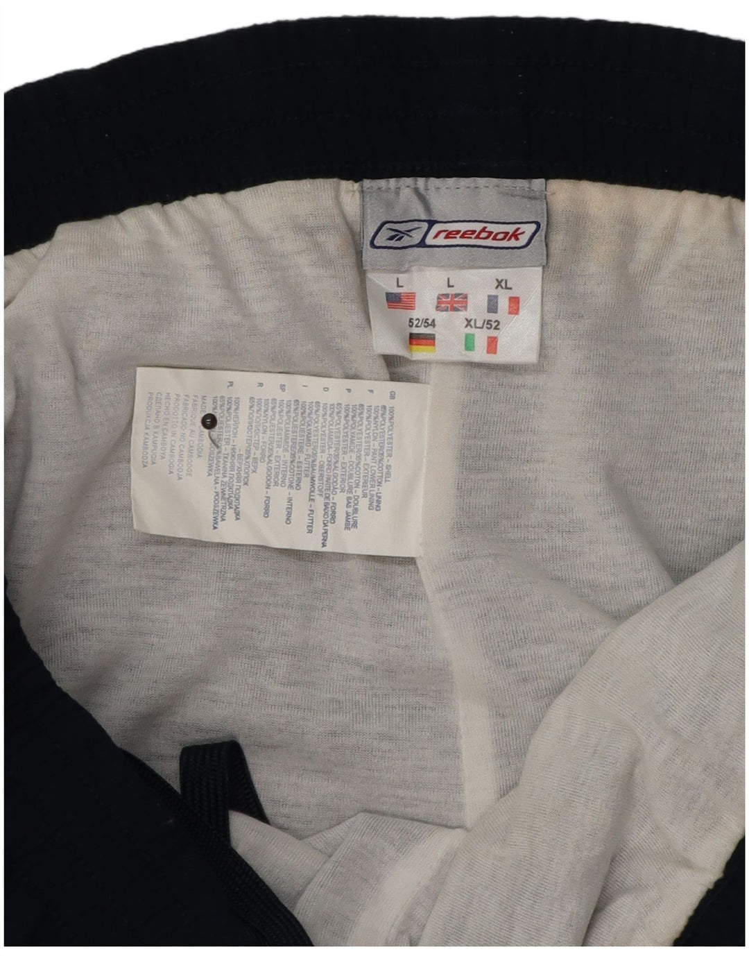 Reebok Mens Tracksuit Trousers Large Navy Blue Polyester