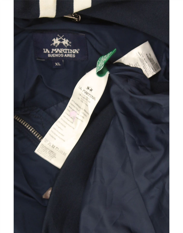 La Martina Mens Bomber Jacket UK 42 XL Navy Blue Polyester