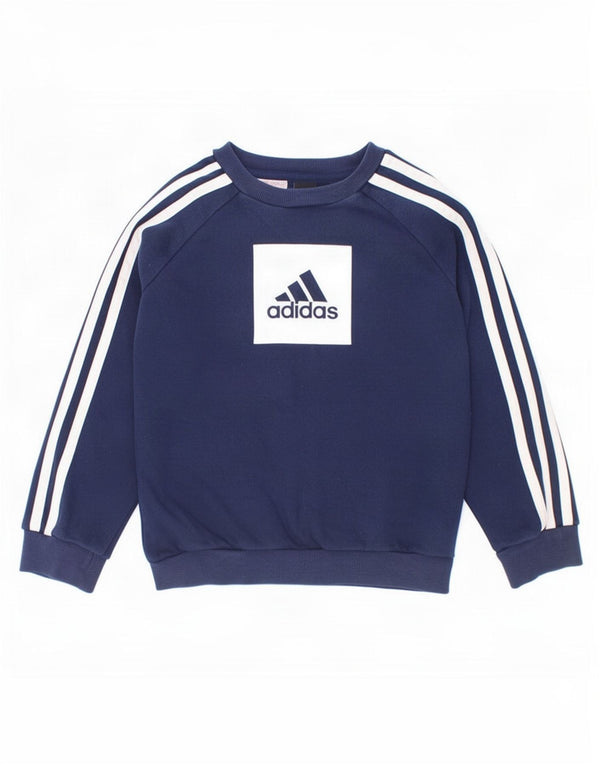 Adidas Boys Graphic Sweatshirt Jumper 6-7 Years Navy Blue Cotton