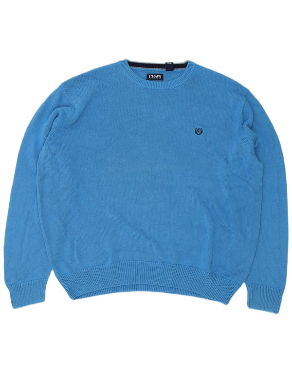 Chaps Mens Crew Neck Jumper Sweater 2XL Blue Cotton