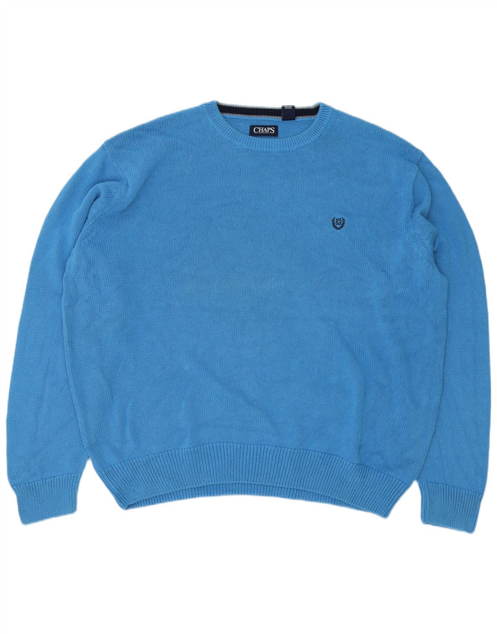 Chaps Mens Crew Neck Jumper Sweater 2XL Blue Cotton