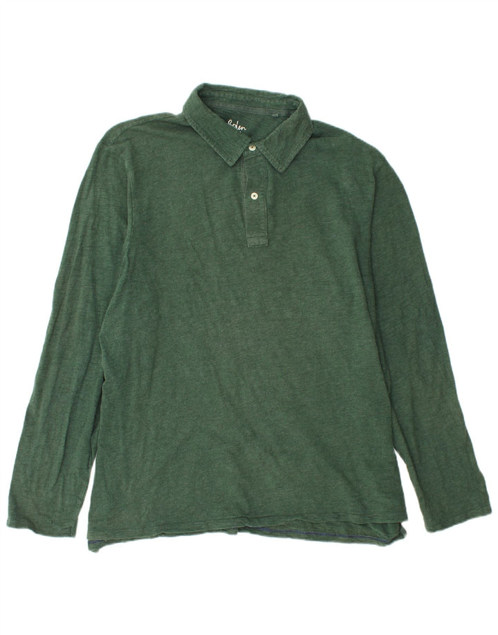 BODEN Mens Long Sleeve Polo Shirt 2XL Green Cotton