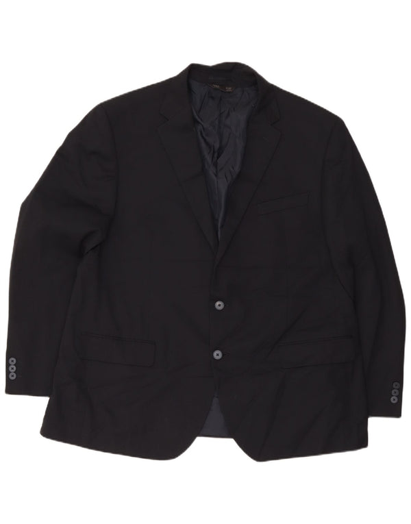 Marks & Spencer Mens 2 Button Blazer Jacket UK 48 4XL Navy Blue Polyester