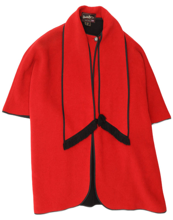 DAVID BARRY Womens Cape Coat One Size Red Wool
