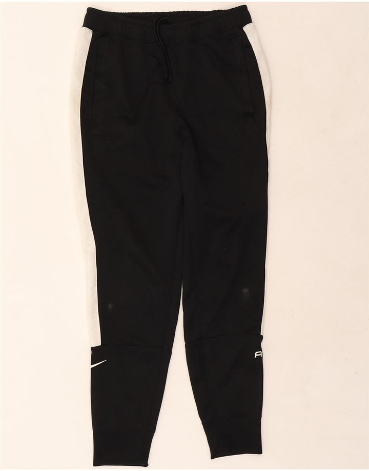 NIKE Mens Tracksuit Trousers Joggers Small Black Colourblock Polyester