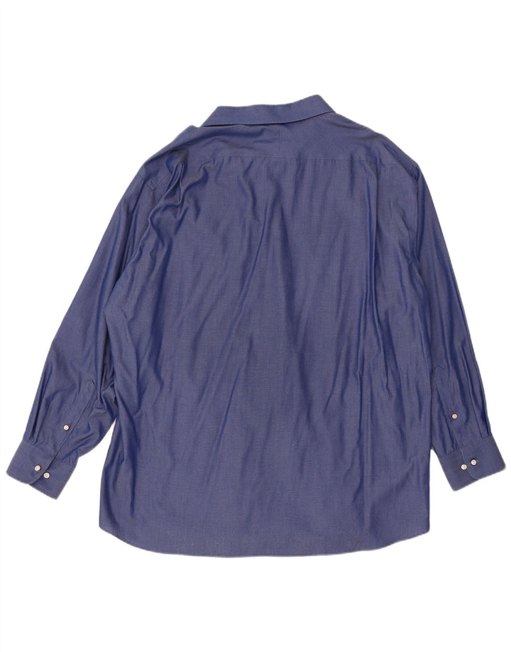 Tommy Hilfiger Mens Regular Fit Shirt Size 18 2XL Blue Cotton