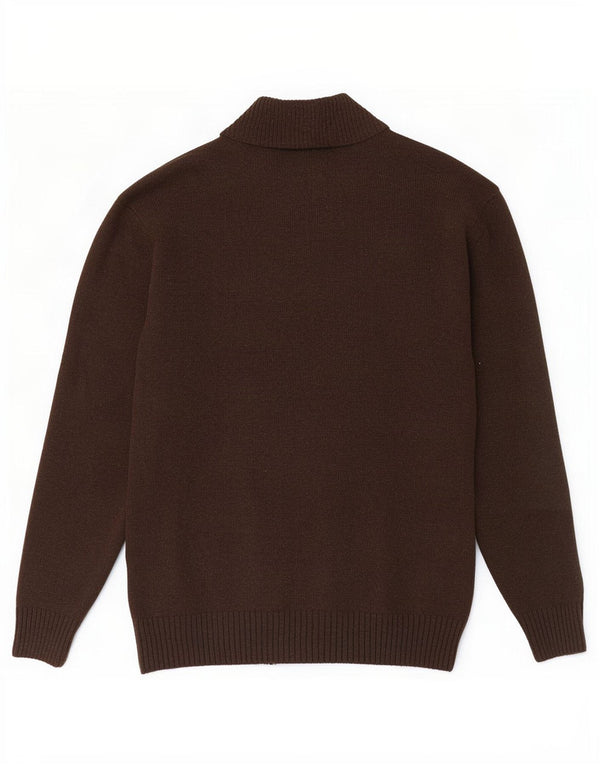 Ivy Oxford Mens Full Zip Cardigan Sweater XL Brown Wool