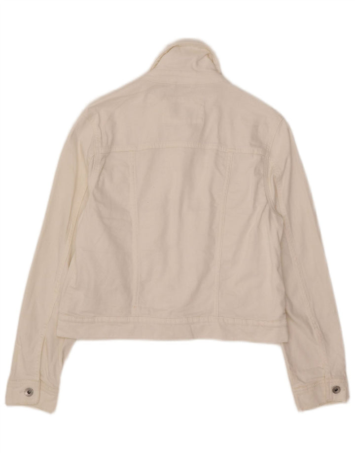 Marks & Spencer Womens Crop Denim Jacket UK 12 Medium White Cotton