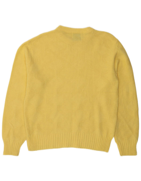 LONDON FOG Womens Crew Neck Jumper Sweater UK 16 Large Yellow Acrylic