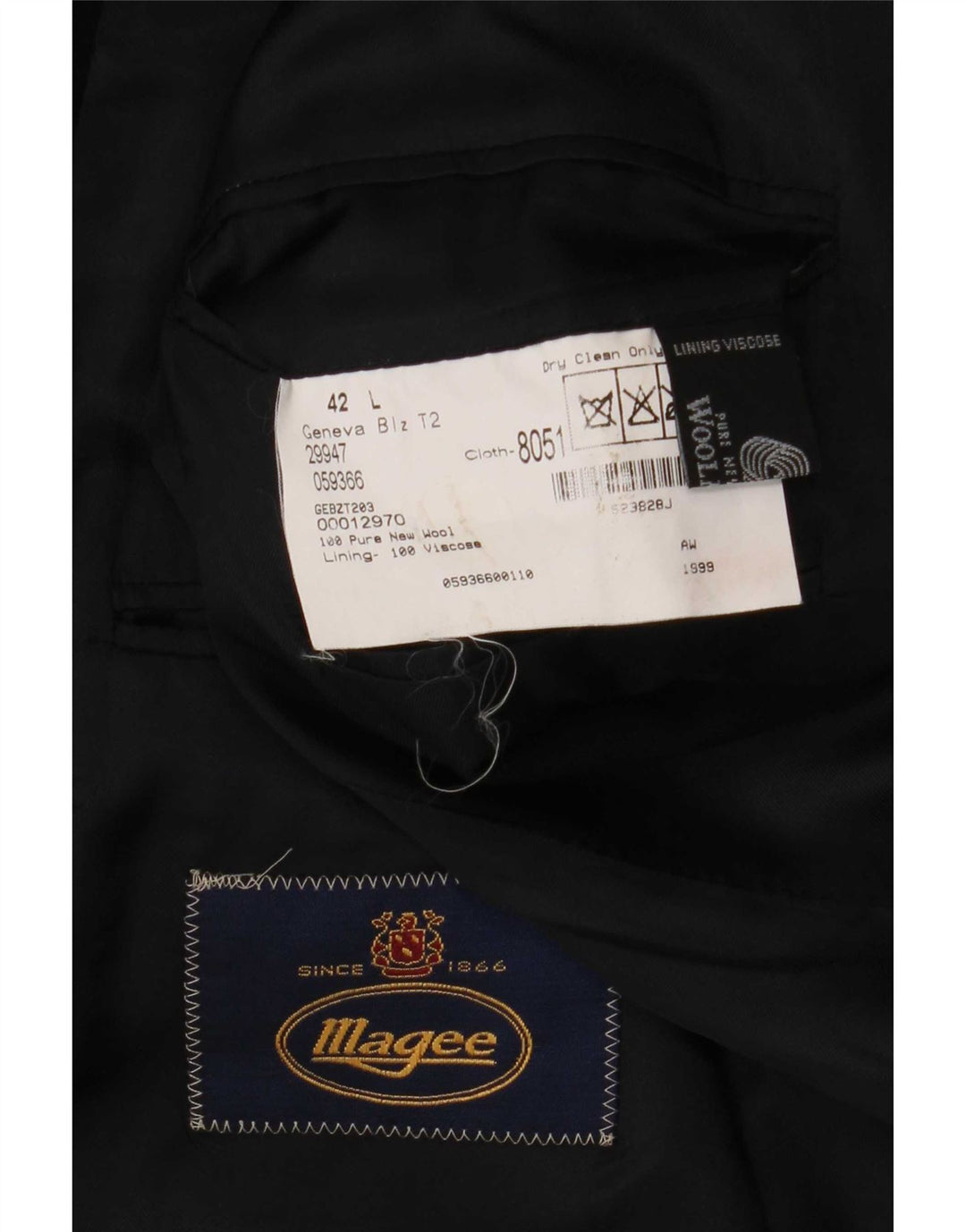 Magee Mens 2 Button Blazer Jacket UK 42 XL Navy Blue New Wool
