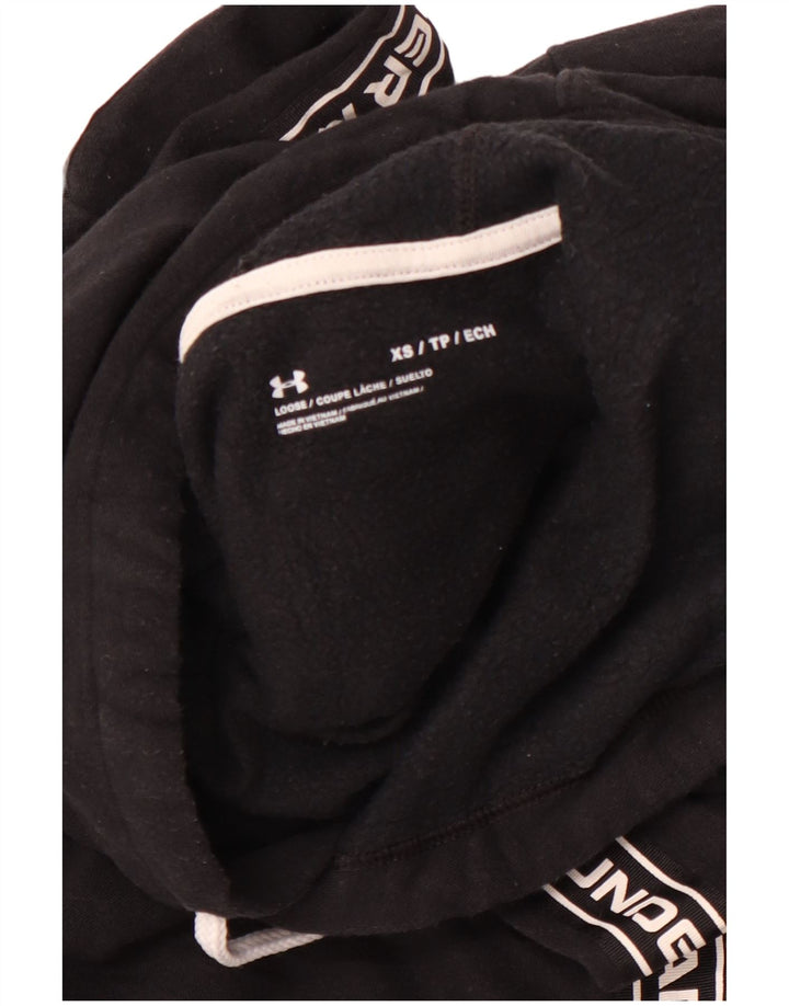 UNDER ARMOUR Womens Oversized Graphic Crop Hoodie Jumper UK 6 XS Black