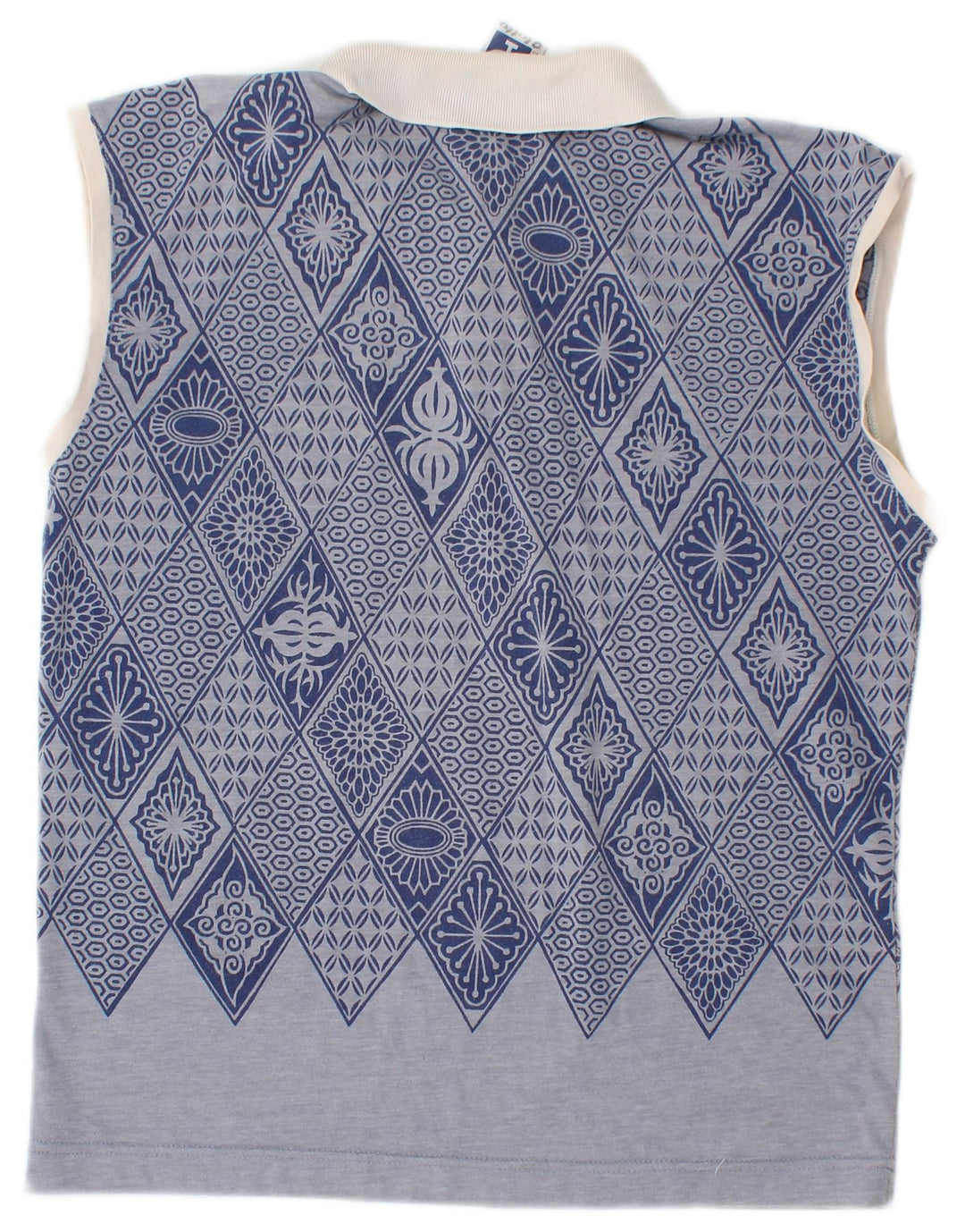 LOTTO Womens Sleeveless Polo Shirt UK 12 Medium Blue Geometric