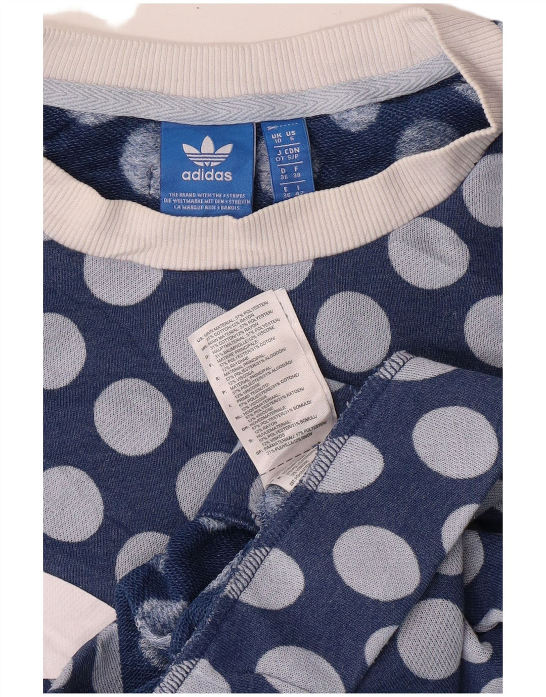 Adidas Womens Graphic Sweatshirt Jumper UK 10 Small Blue Polyester