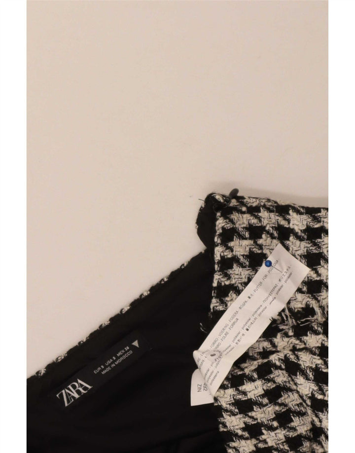 Zara Womens Mini Skirt Small W26 Black Houndstooth Polyester