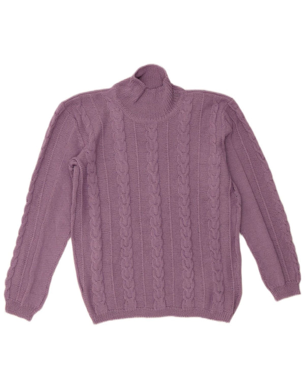 Vintage Womens Turtle Neck Jumper Sweater UK 14 Medium Purple
