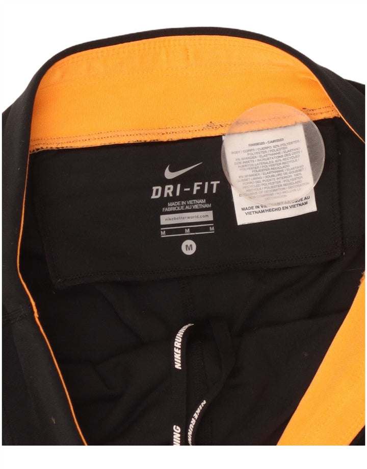 NIKE Womens Dri Fit Capri Leggings UK 14 Medium  Black Colourblock