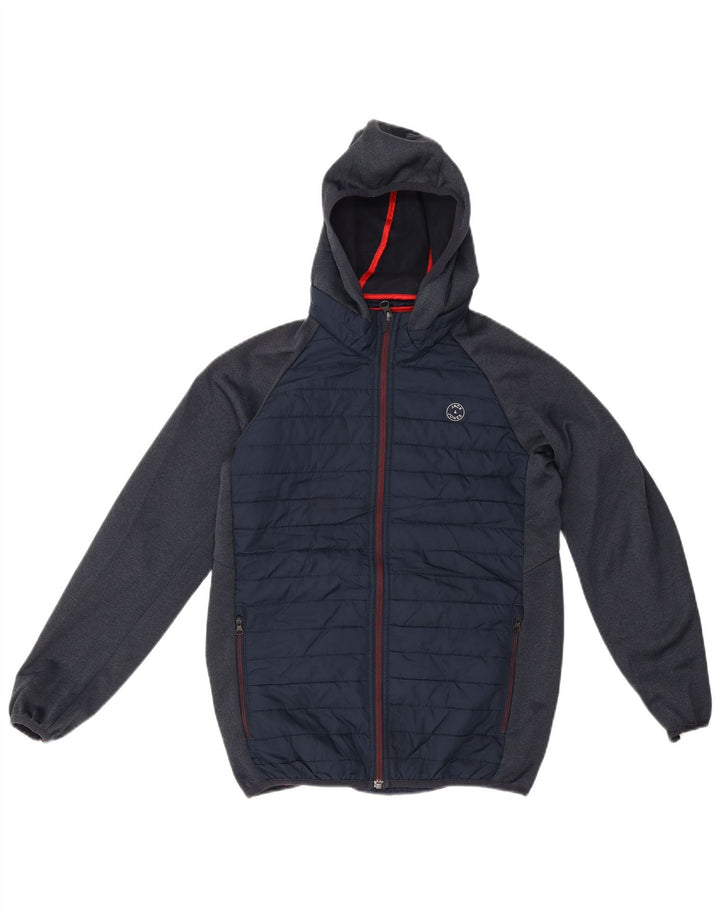 Jack & Jones Boys Hooded Bomber Jacket 9-10 Years Navy Blue Colourblock