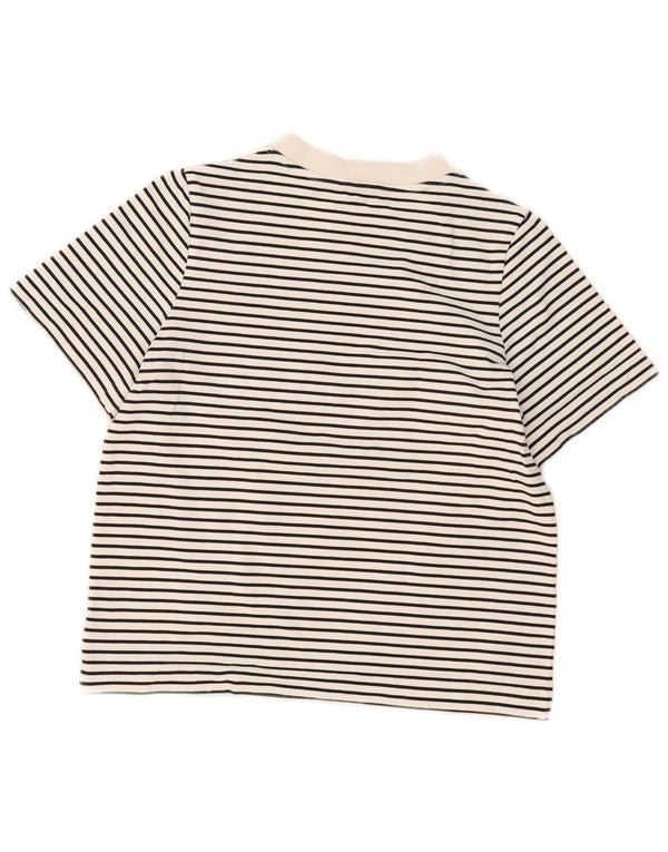Cos Womens T-Shirt Top UK 10 Small White Striped Cotton