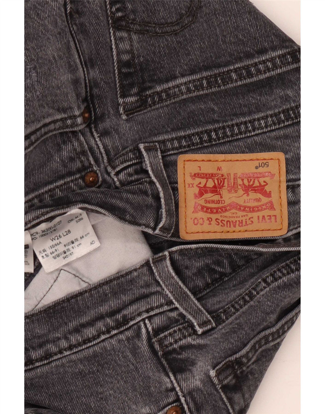 Levi's Womens 501 Straight Jeans W26 L28 Grey