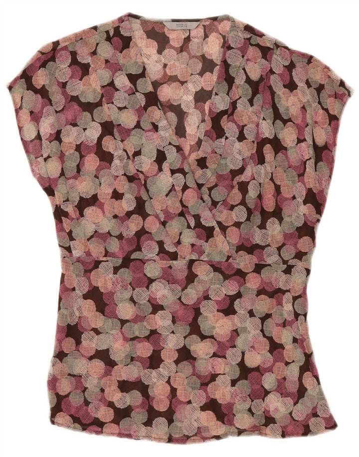 MARKS & SPENCER Womens Sleeveless Blouse Top UK 12 Medium Purple Geometric