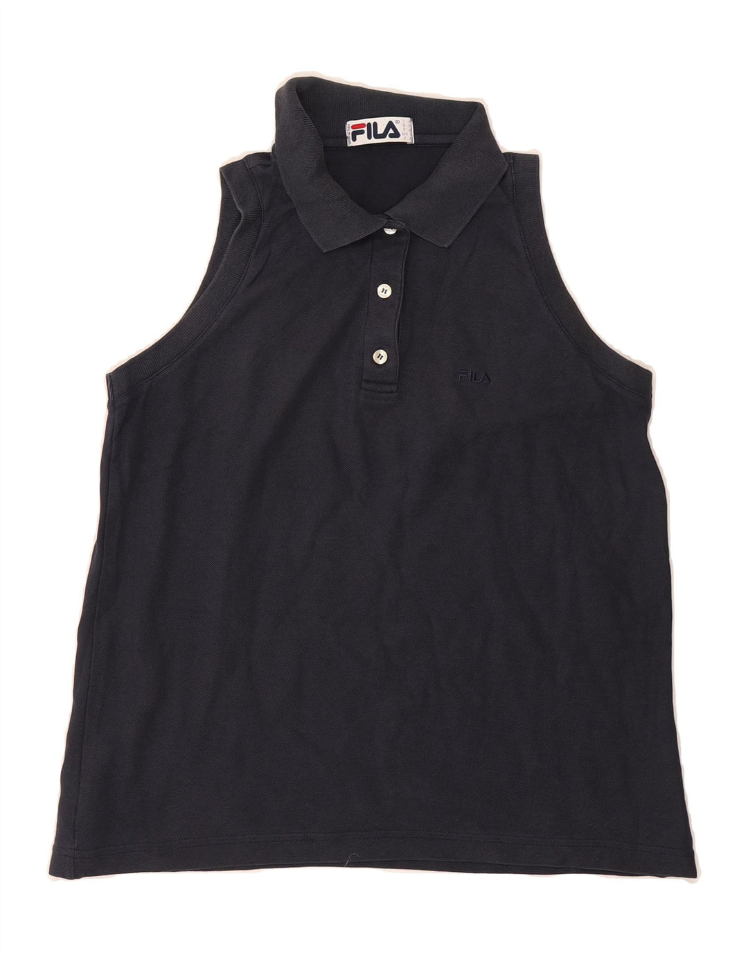 FILA Womens Sleeveless Polo Shirt IT 44 Medium Navy Blue Vintage Fila and Second-Hand Fila from Messina Hembry 