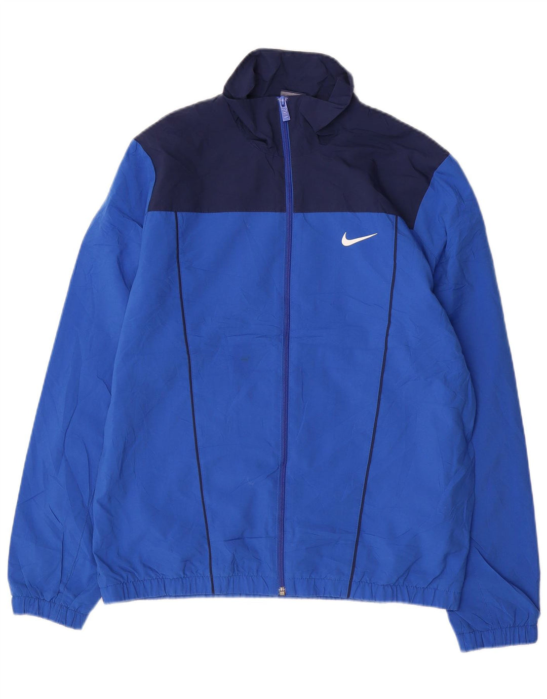 NIKE Mens Tracksuit Top Jacket Large Blue Colourblock Polyester