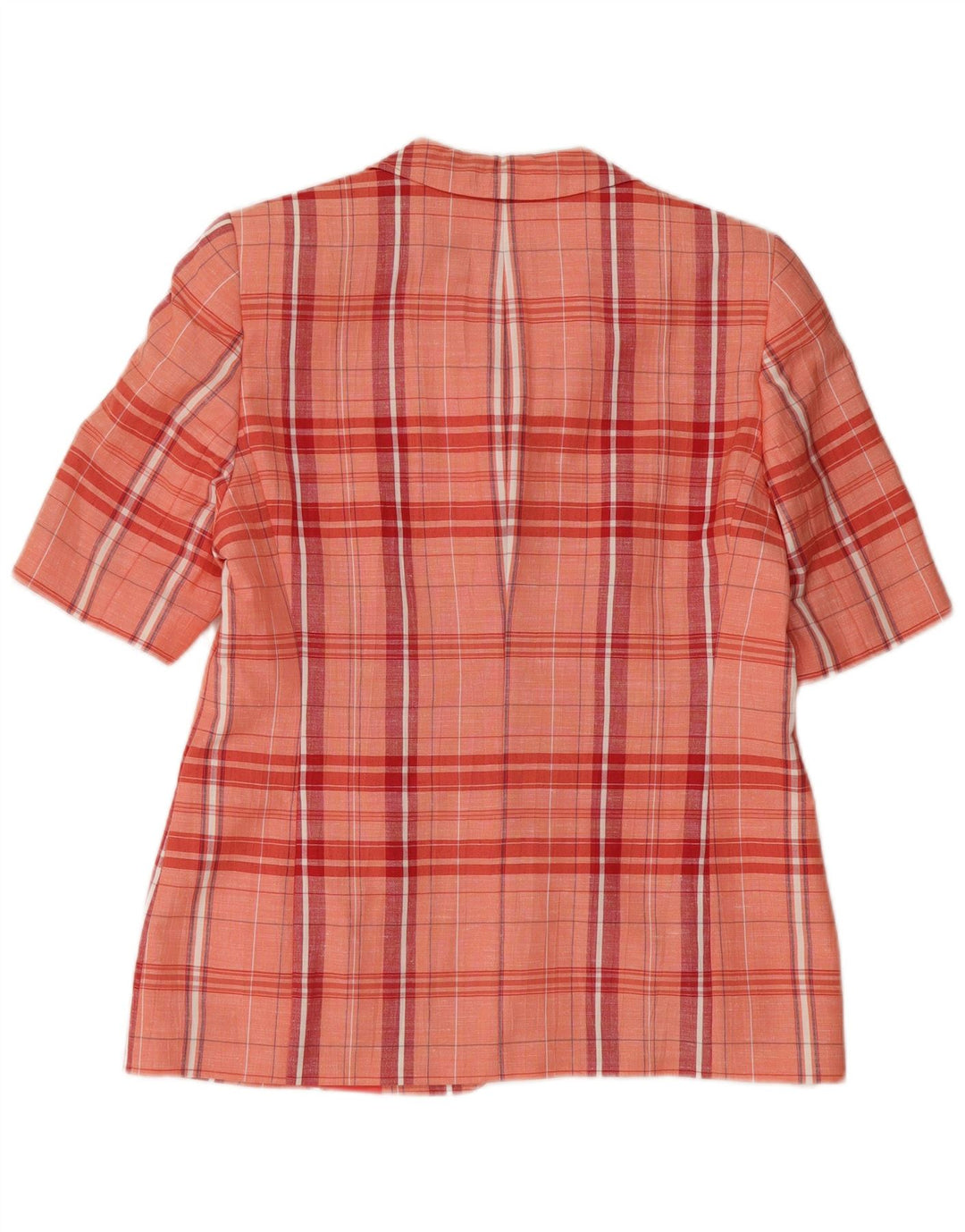 BASLER Womens 3 Button Short Sleeve Blazer Jacket UK 12 Medium Pink Check