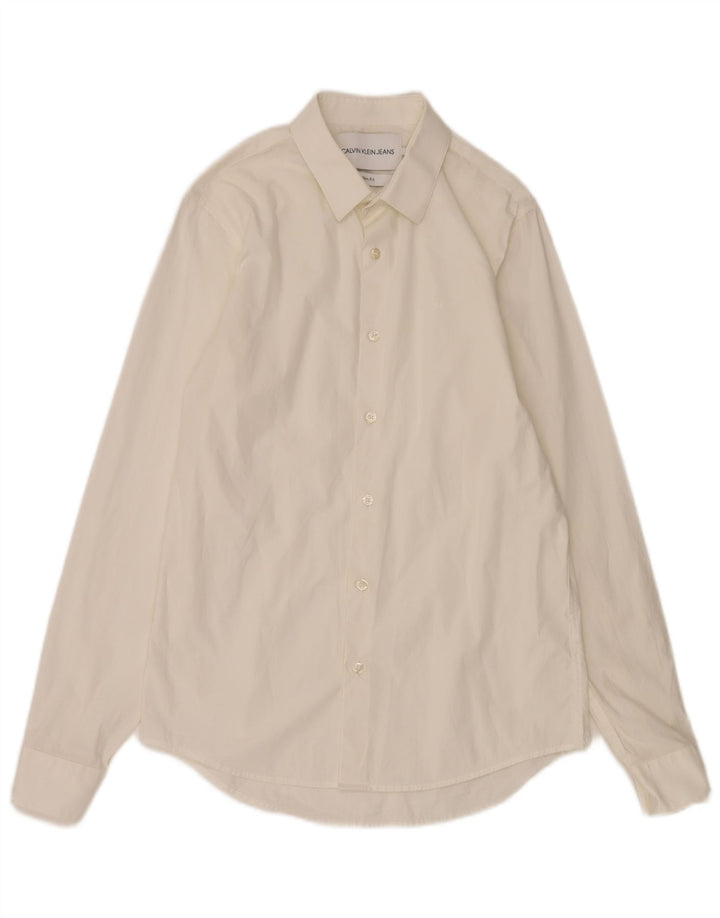 CALVIN KLEIN JEANS Mens Slim Fit Shirt Small White