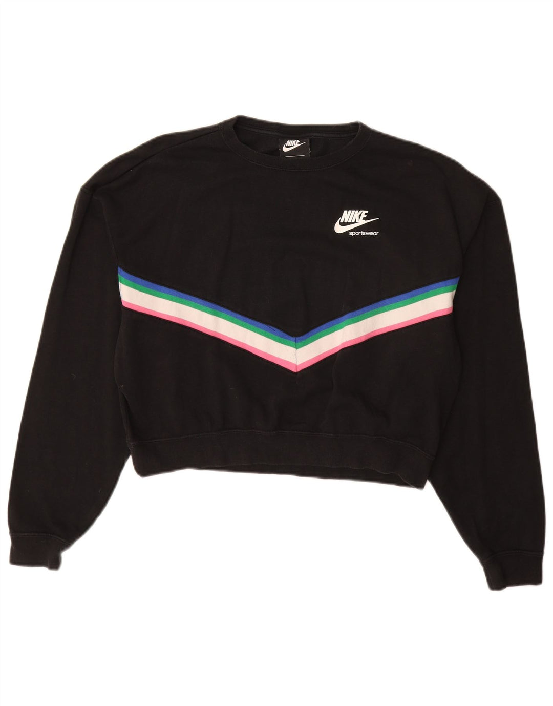 NIKE Womens Oversized Graphic Sweatshirt Jumper UK 10 Small Black