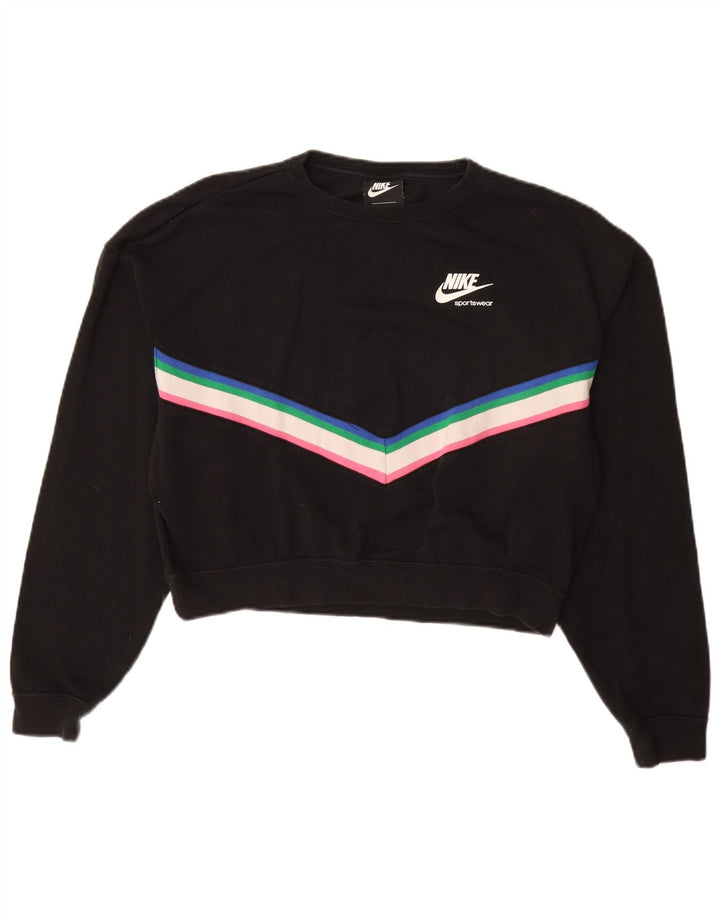 NIKE Womens Oversized Graphic Sweatshirt Jumper UK 10 Small Black
