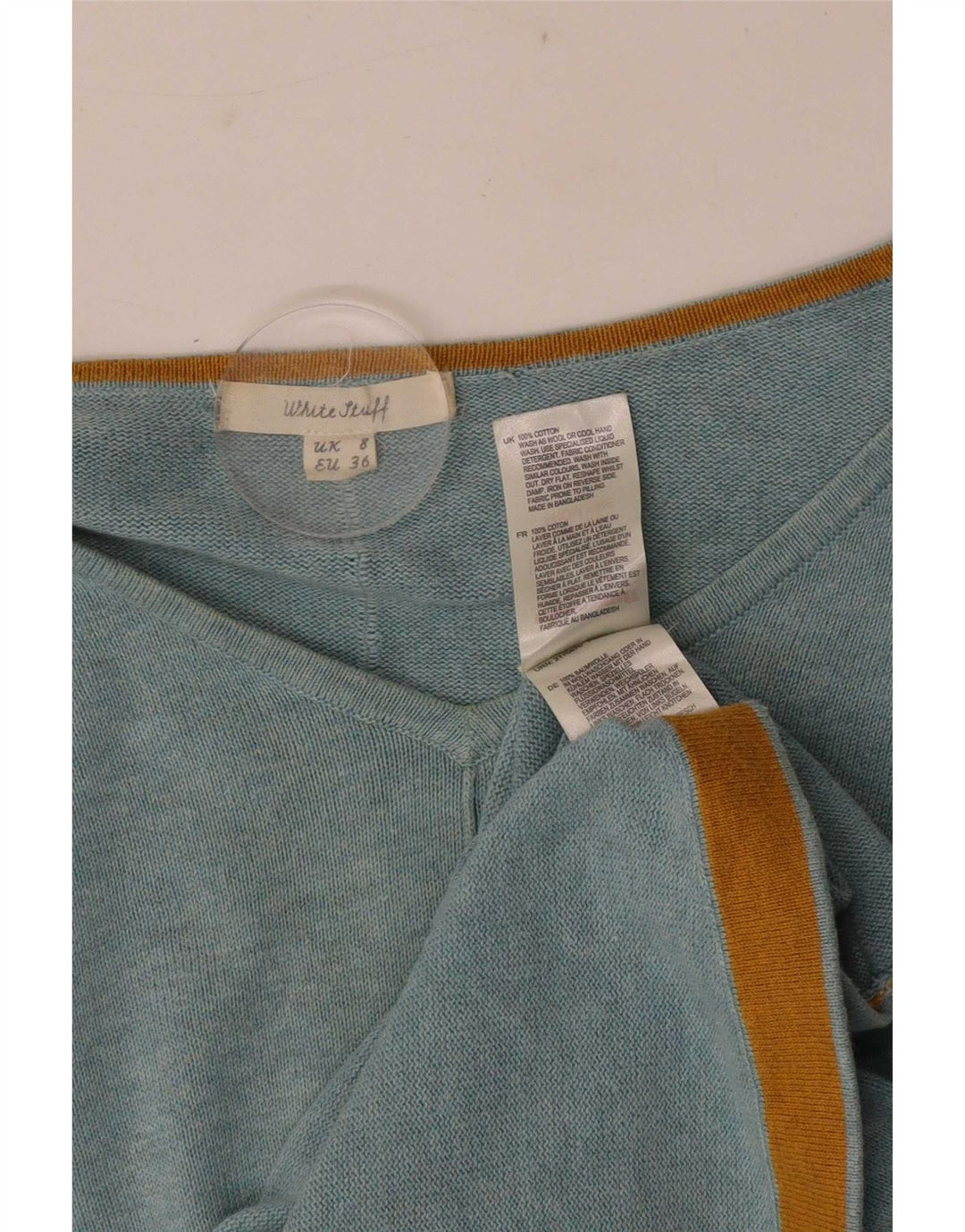 White Stuff Womens V-Neck Jumper Sweater UK 8 Small Blue Cotton