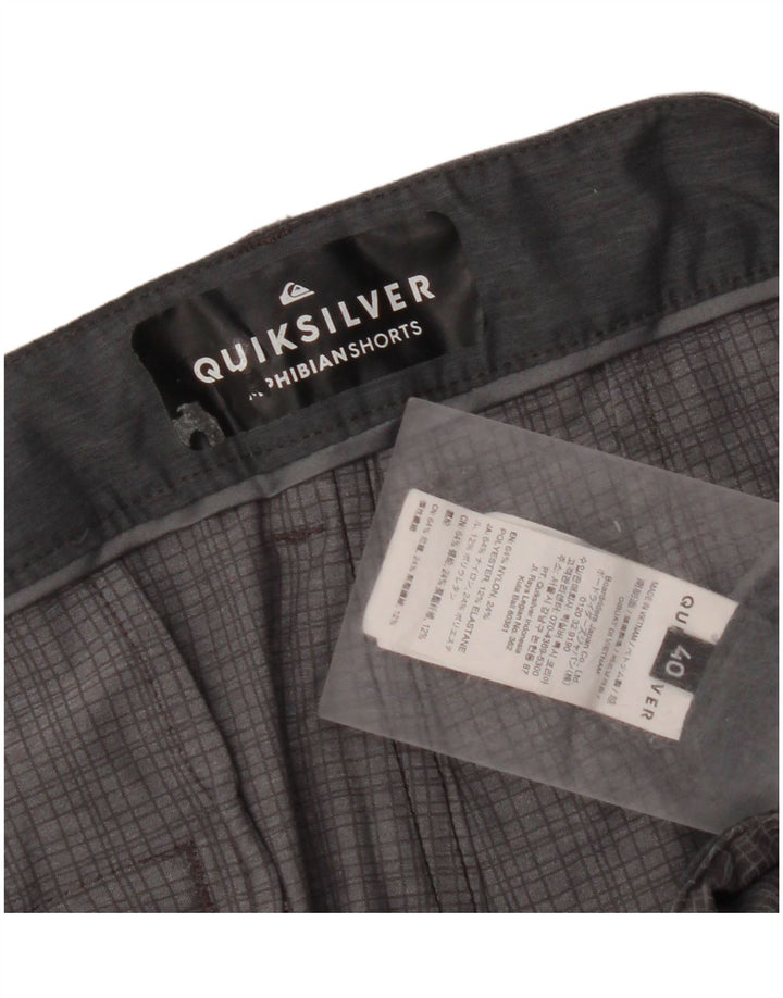 QUIKSILVER Mens Chino Shorts W40 XL Grey Check Polyamide