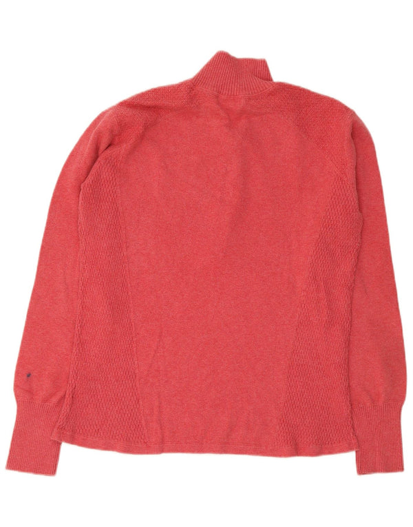 Eddie Bauer Womens Zip Neck Jumper Sweater UK 18 XL Red Cotton