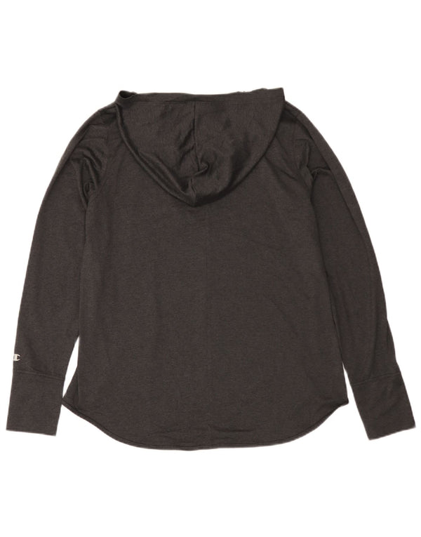 Champion Womens Hooded Graphic Top Long Sleeve UK 16 Large Grey