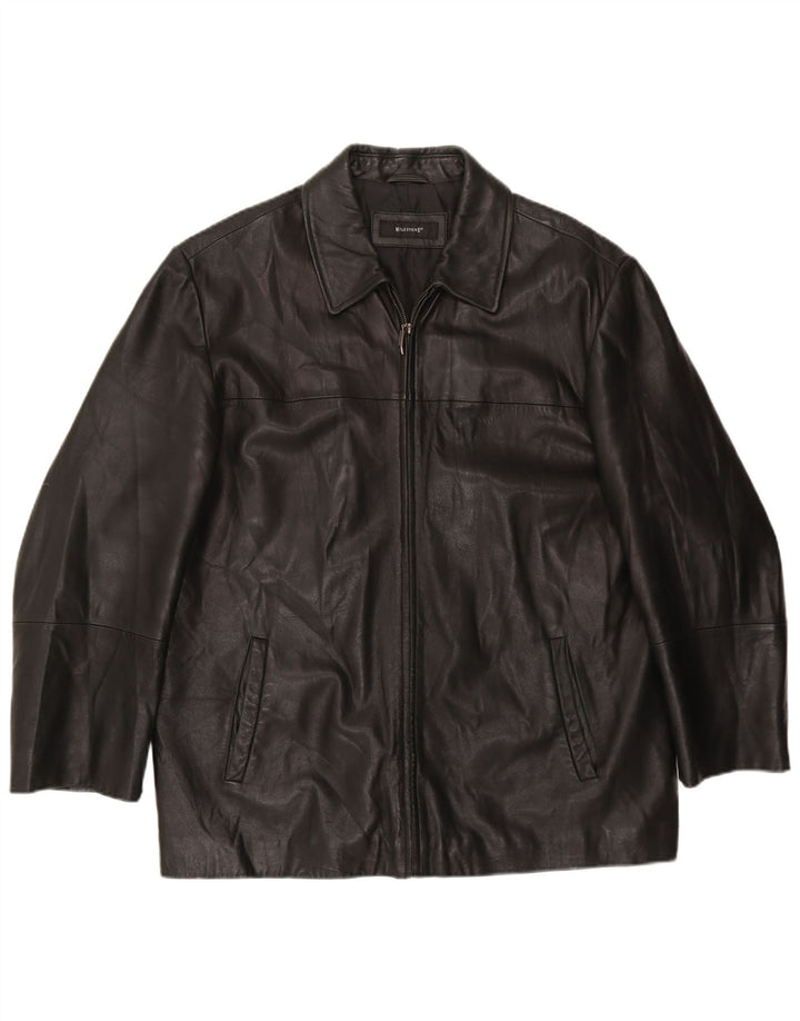 Milestone Mens Leather Jacket EU 56 3XL Black Leather