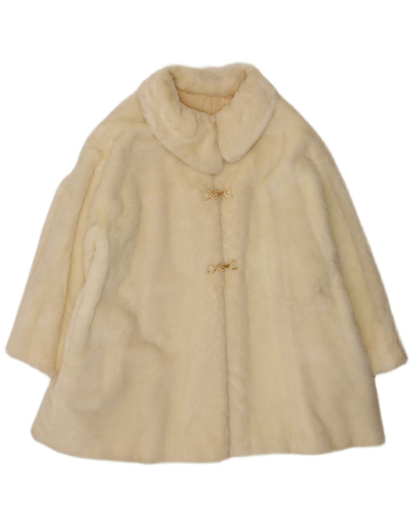 Vintage Womens Faux Fur Overcoat UK 18 XL Off White