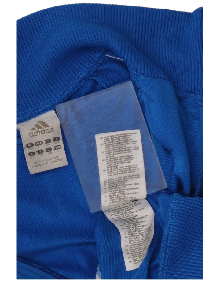 ADIDAS Boys Tracksuit Top Jacket 13-14 Years Blue Colourblock Polyester