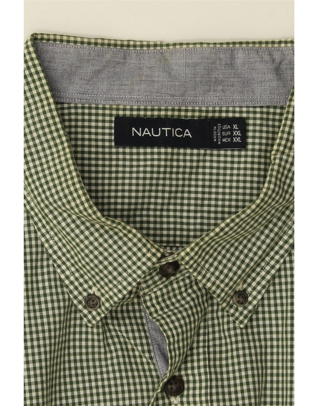 NAUTICA Mens Shirt 2XL Green Gingham Cotton Vintage Nautica and Second-Hand Nautica from Messina Hembry 