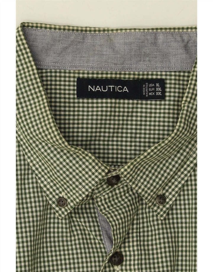 NAUTICA Mens Shirt 2XL Green Gingham Cotton Vintage Nautica and Second-Hand Nautica from Messina Hembry 