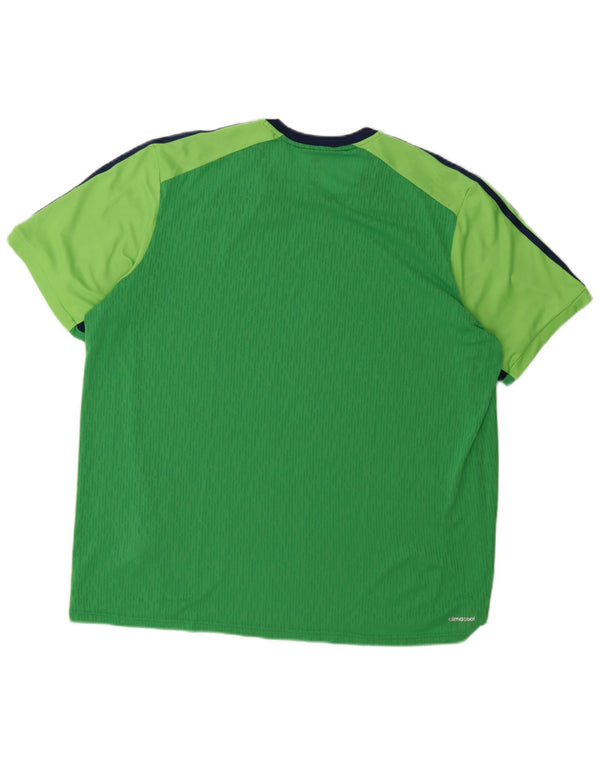 Adidas Mens Climacool T-Shirt Top 2XL Green Colourblock Polyester