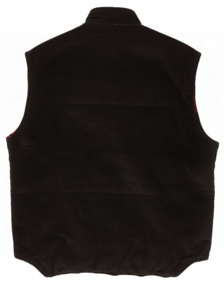Woolrich Mens Reversible Corduroy Gilet UK 38 Medium Black Wool