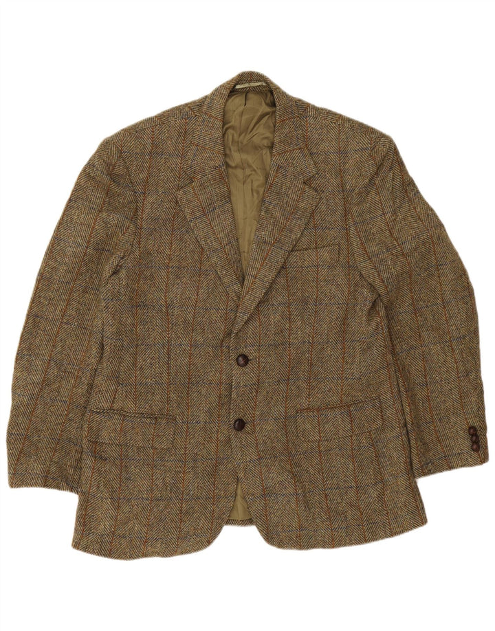 Harris Tweed Mens 2 Button Blazer Jacket UK 40 Large Green Herringbone